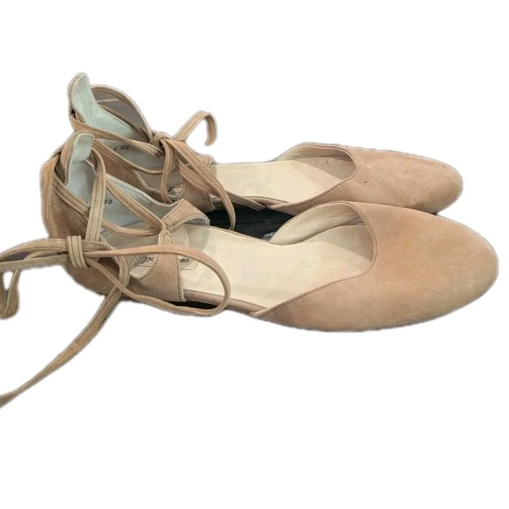 Paul Green LYDIA Beige Suede D'Orsay Ankle Wrap Ballet Flats Size 5